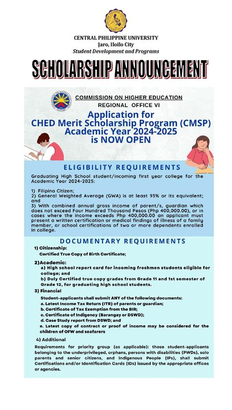 stufaps.ro3@ched.gov.ph|Steps to Apply for CHED Merit Scholarship Program (CMSP) or CHED.